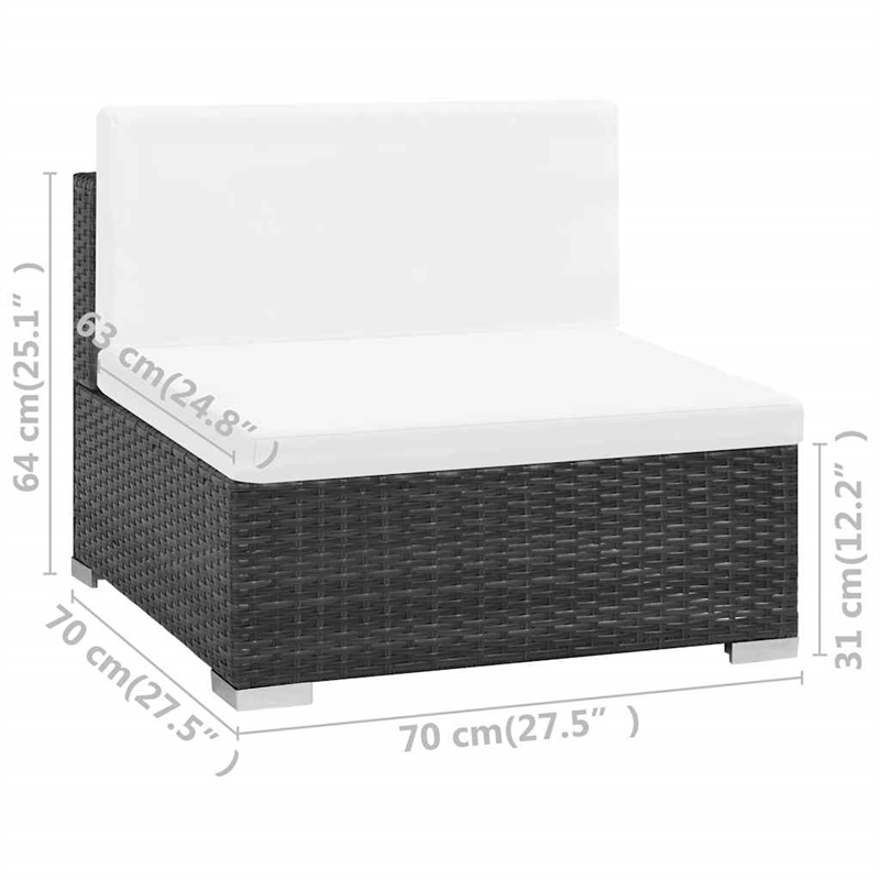 vidaXL 6 Piece Patio Lounge Set with Cushions Poly Rattan Black