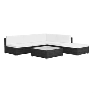 vidaXL 6 Piece Patio Lounge Set with Cushions Poly Rattan Black