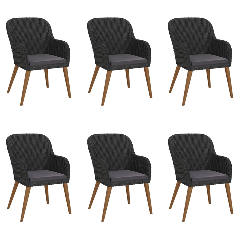 vidaXL 7 Piece Patio Dining Set with Cushions Black