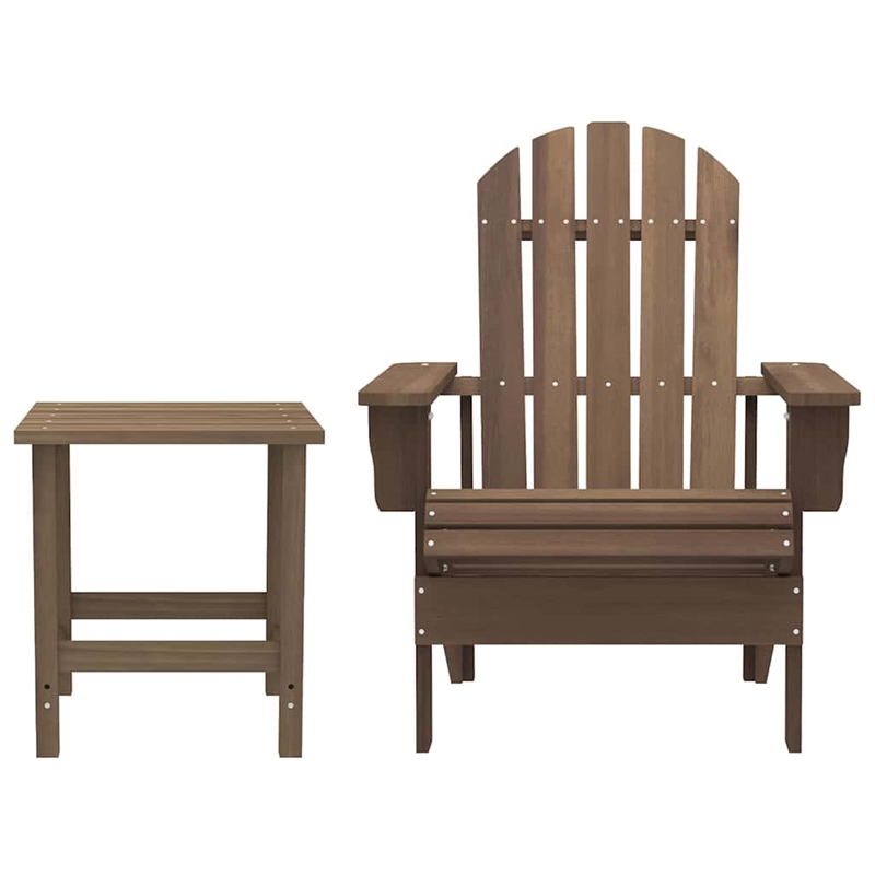 vidaXL Patio Adirondack Chair with Table Solid Fir Wood Brown