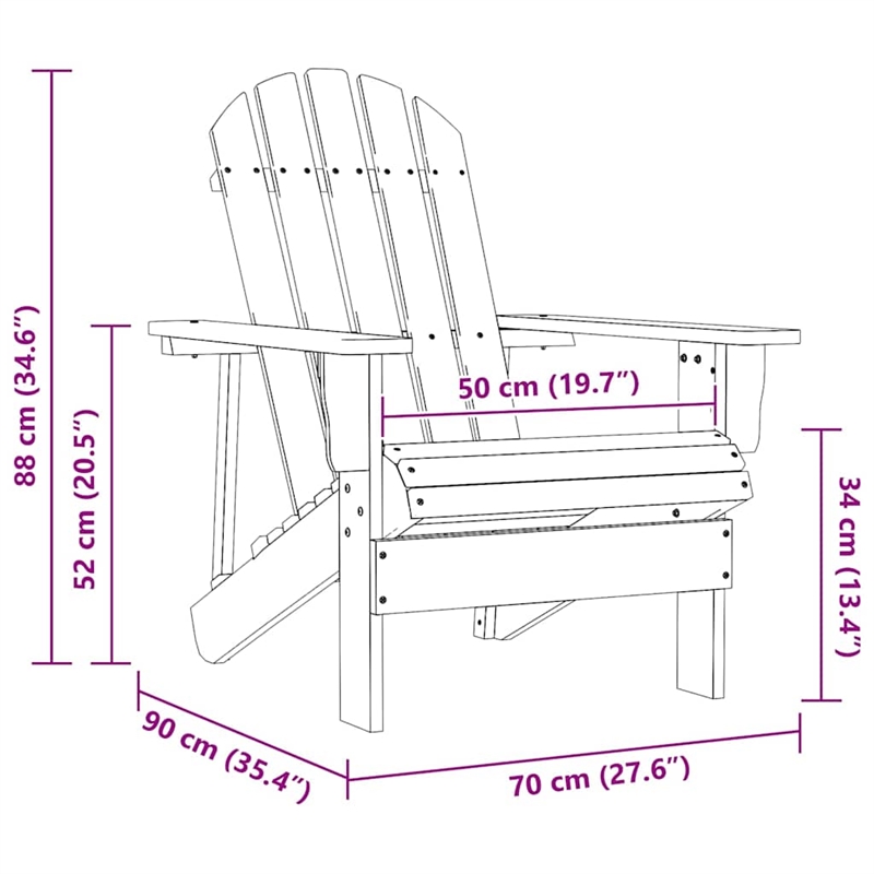 vidaXL Patio Adirondack Chair with Table Solid Fir Wood Brown