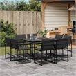 vidaXL 9 Piece Patio Dining Set with Cushions Black Textilene