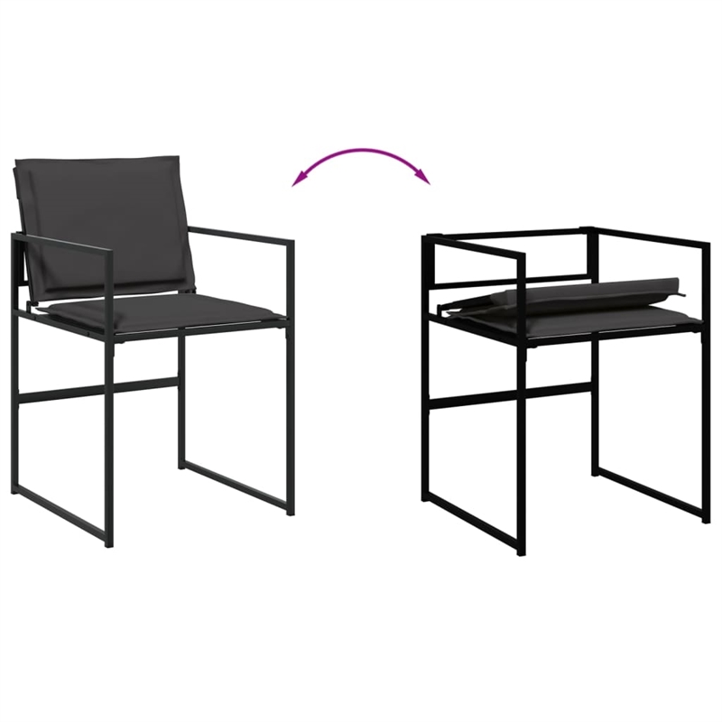 vidaXL 9 Piece Patio Dining Set with Cushions Black Textilene