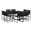 vidaXL 9 Piece Patio Dining Set with Cushions Black Textilene