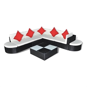 vidaXL 8 Piece Patio Lounge Set with Cushions Poly Rattan Black