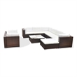 vidaXL 10 Piece Patio Lounge Set with Cushions Poly Rattan Brown
