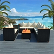 vidaXL 5 Piece Patio Lounge Set with Cushions Poly Rattan Black