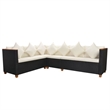 vidaXL 5 Piece Patio Lounge Set with Cushions Poly Rattan Black