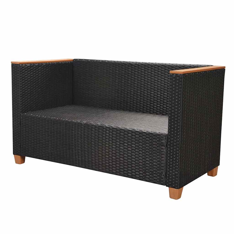 vidaXL 5 Piece Patio Lounge Set with Cushions Poly Rattan Black