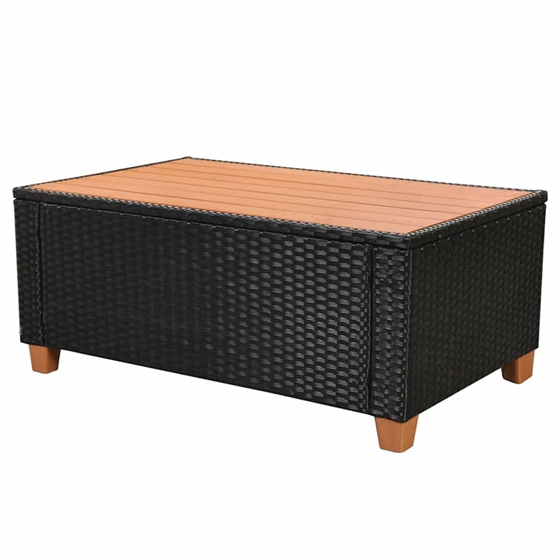vidaXL 5 Piece Patio Lounge Set with Cushions Poly Rattan Black