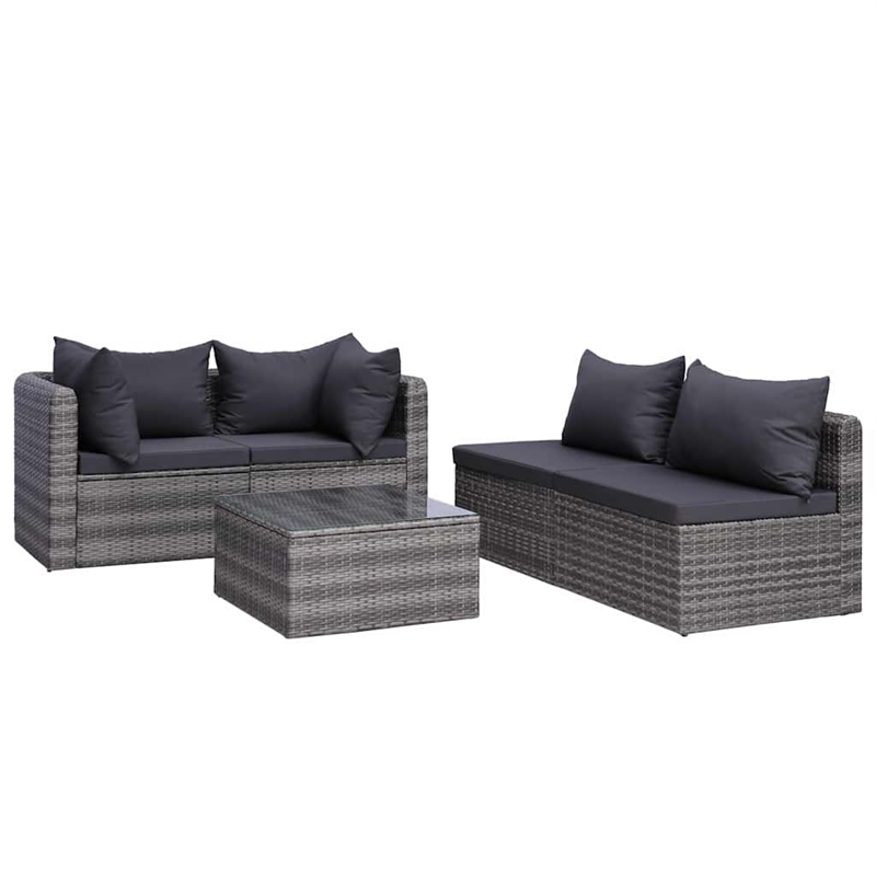 vidaXL 8 Piece Patio Lounge Set with Cushions Poly Rattan Gray