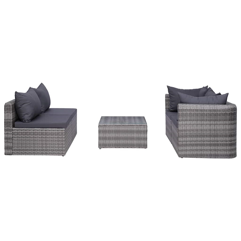 vidaXL 8 Piece Patio Lounge Set with Cushions Poly Rattan Gray