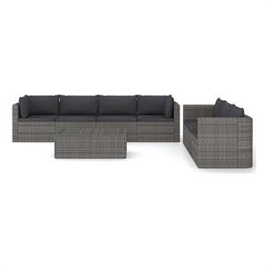 vidaXL 8 Piece Patio Lounge Set with Cushions Poly Rattan Gray
