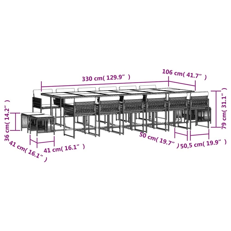 vidaXL Garden Dining Set Black and Cream White