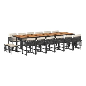 vidaXL Garden Dining Set Black and Cream White