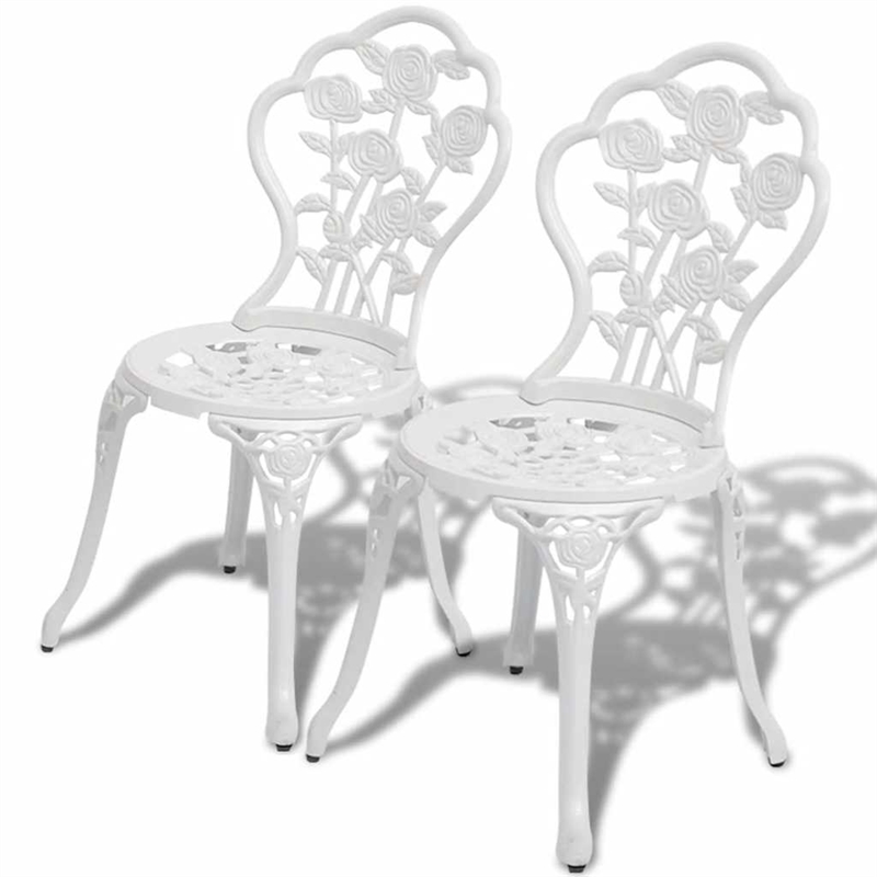 vidaXL 3 Piece Bistro Set Cast Aluminum White