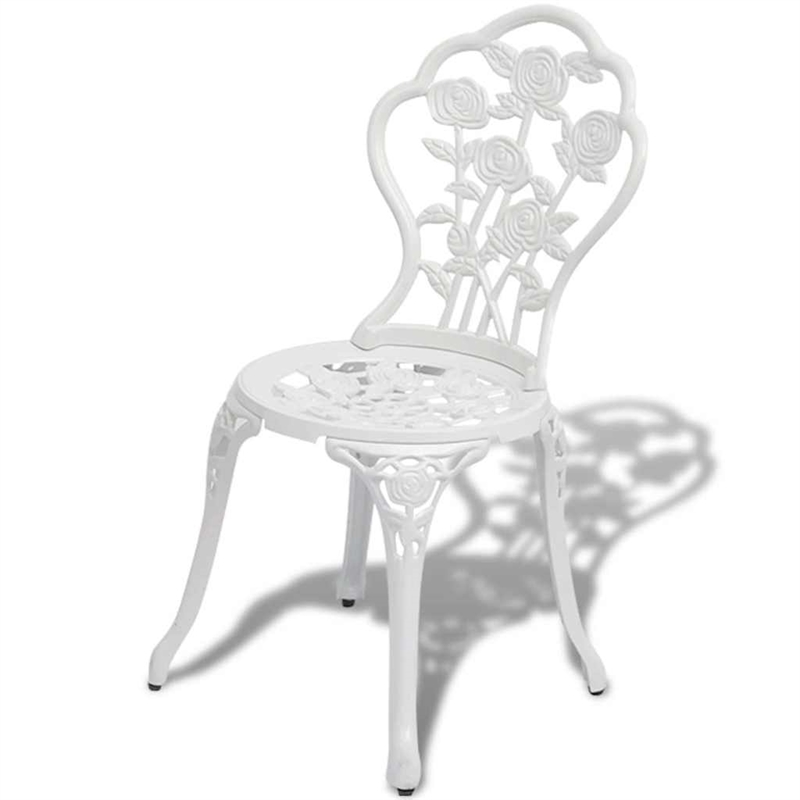 vidaXL 3 Piece Bistro Set Cast Aluminum White