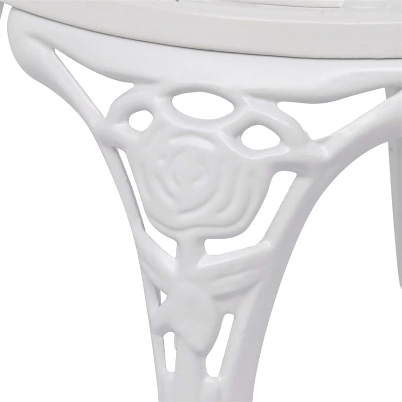 vidaXL 3 Piece Bistro Set Cast Aluminum White
