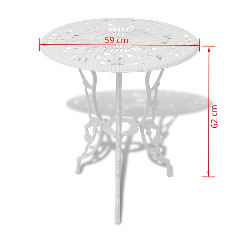 vidaXL 3 Piece Bistro Set Cast Aluminum White