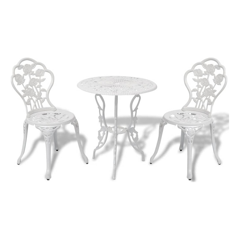 vidaXL 3 Piece Bistro Set Cast Aluminum White