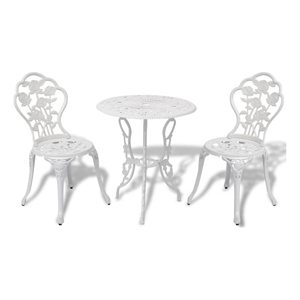 vidaXL 3 Piece Bistro Set Cast Aluminum White