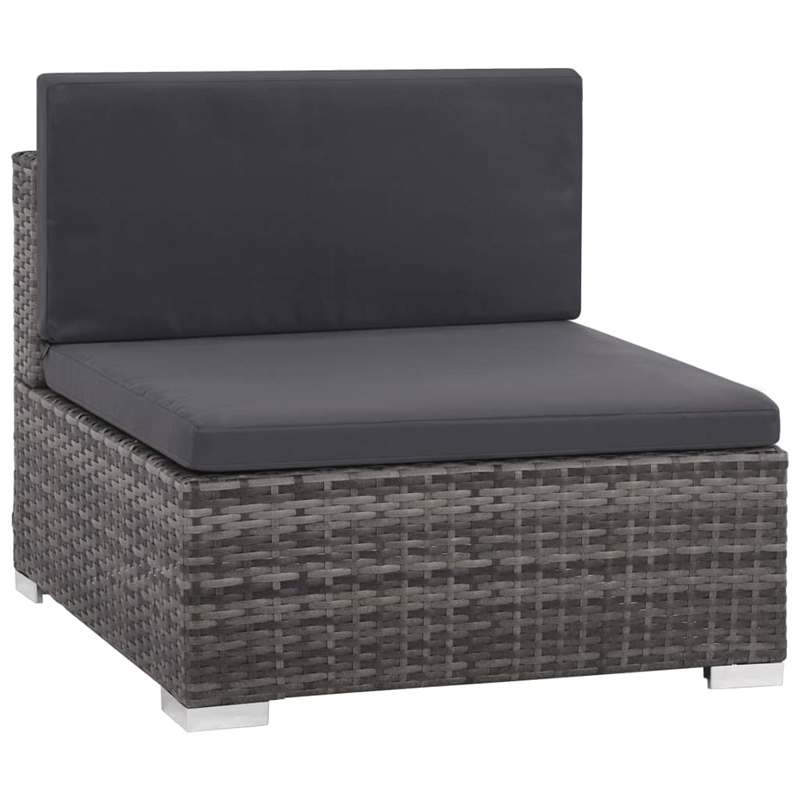 vidaXL 12 Piece Patio Lounge Set with Cushions Poly Rattan Gray