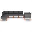 vidaXL 7 Piece Patio Lounge Set Poly Rattan and Eucalyptus Wood Gray