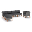 vidaXL 7 Piece Patio Lounge Set Poly Rattan and Eucalyptus Wood Gray