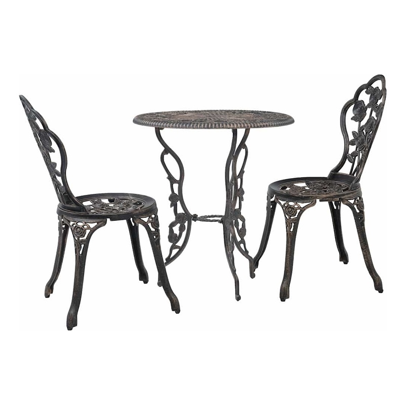 vidaXL 3 Piece Bistro Set Cast Aluminum Bronze