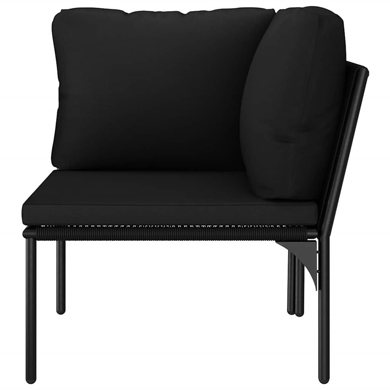 vidaXL 3 Piece Patio Lounge Set with Cushions Black PVC