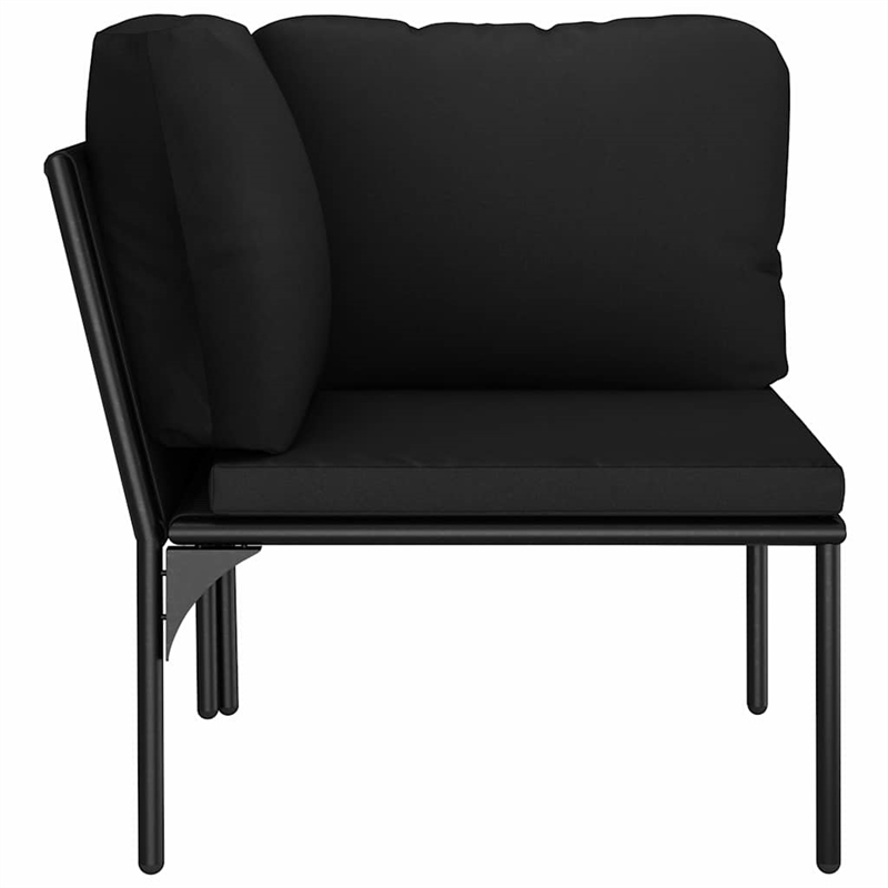 vidaXL 3 Piece Patio Lounge Set with Cushions Black PVC