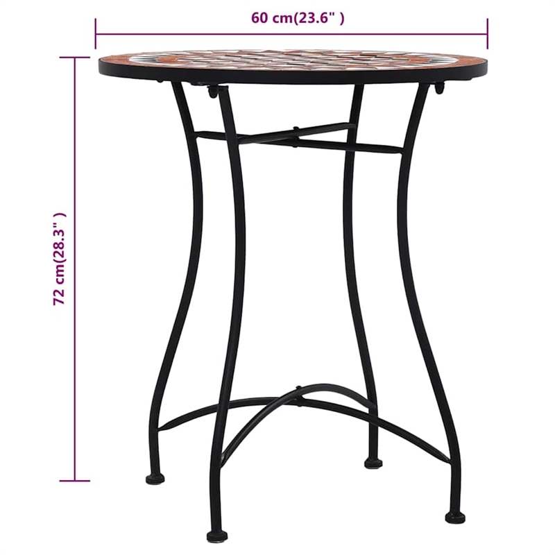 vidaXL 3 Piece Mosaic Bistro Set Ceramic Tile Terracotta