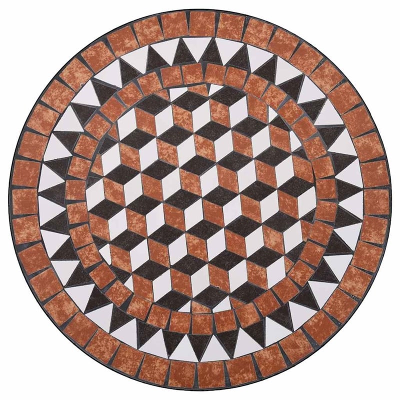 vidaXL 3 Piece Mosaic Bistro Set Ceramic Tile Terracotta