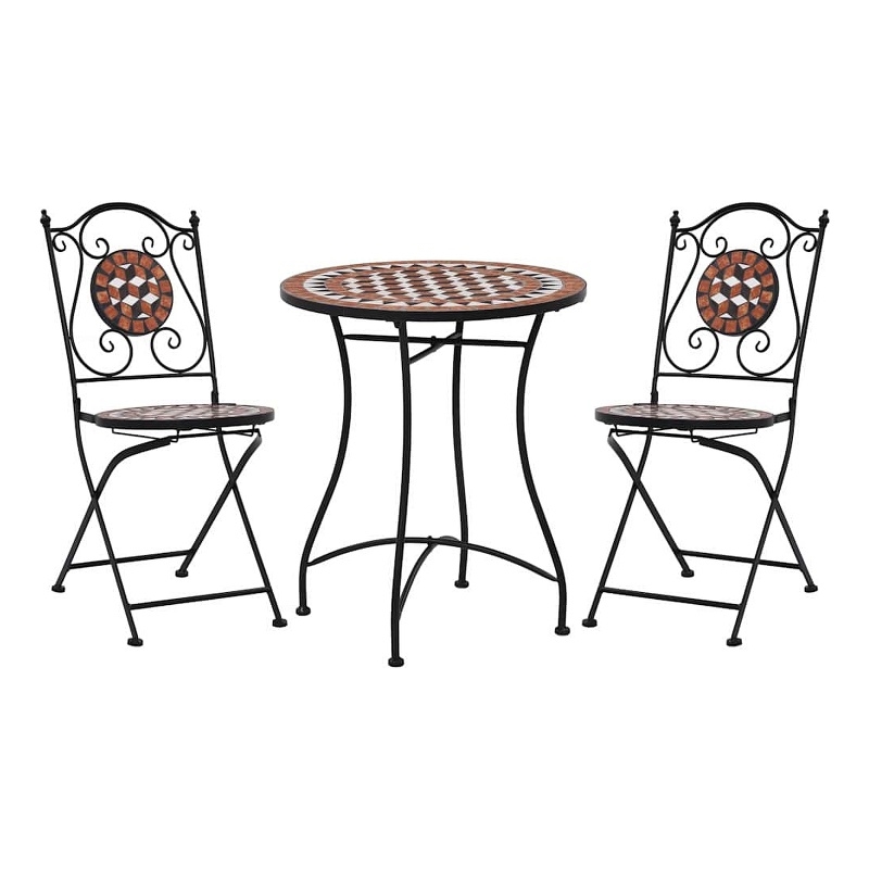 vidaXL 3 Piece Mosaic Bistro Set Ceramic Tile Terracotta