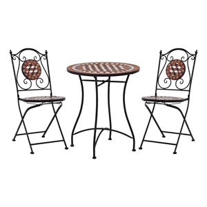 vidaXL 3 Piece Mosaic Bistro Set Ceramic Tile Terracotta