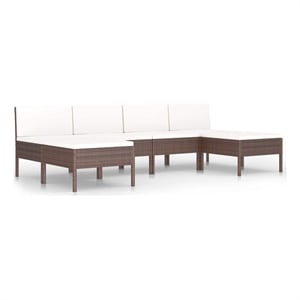 vidaXL 6 Piece Patio Lounge Set with Cushions Poly Rattan Brown