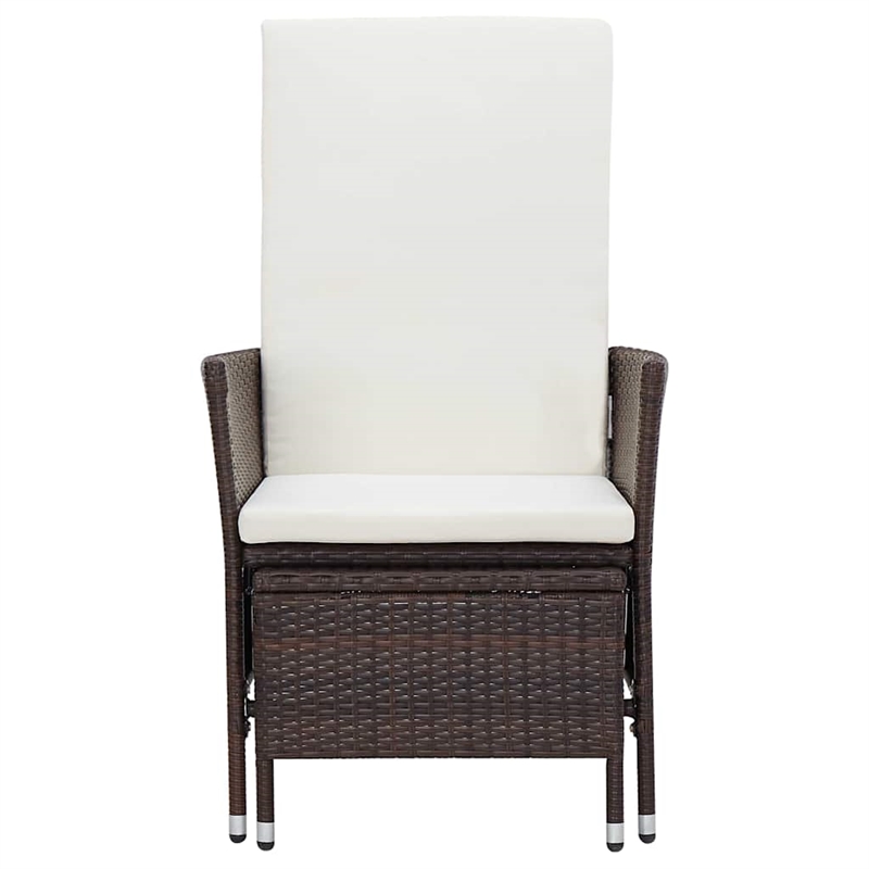 vidaXL 3 Piece Patio Lounge Set with Cushions Poly Rattan Brown