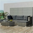vidaXL 5 Piece Patio Lounge Set with Cushions Poly Rattan Gray