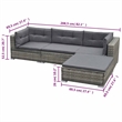 vidaXL 5 Piece Patio Lounge Set with Cushions Poly Rattan Gray