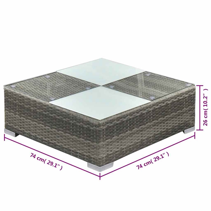 vidaXL 5 Piece Patio Lounge Set with Cushions Poly Rattan Gray