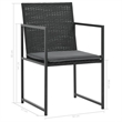 vidaXL 7 Piece Patio Dining Set with Cushions Poly Rattan Black