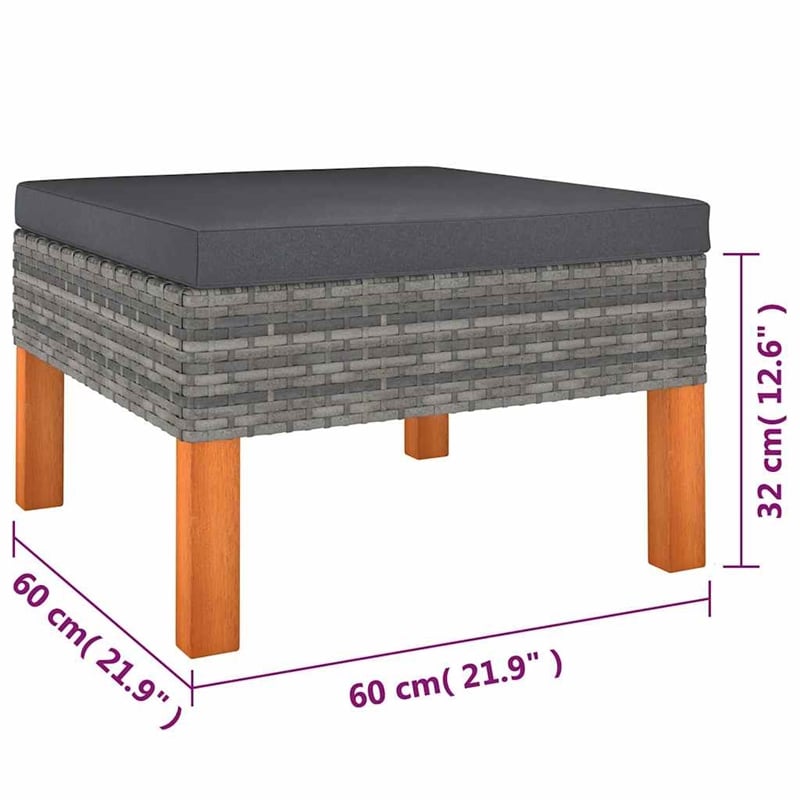 vidaXL 9 Piece Patio Lounge Set with Cushions Poly Rattan Gray