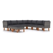 vidaXL 9 Piece Patio Lounge Set with Cushions Poly Rattan Gray