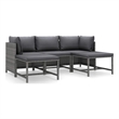 vidaXL 5 Piece Patio Lounge Set with Cushions Poly Rattan Gray