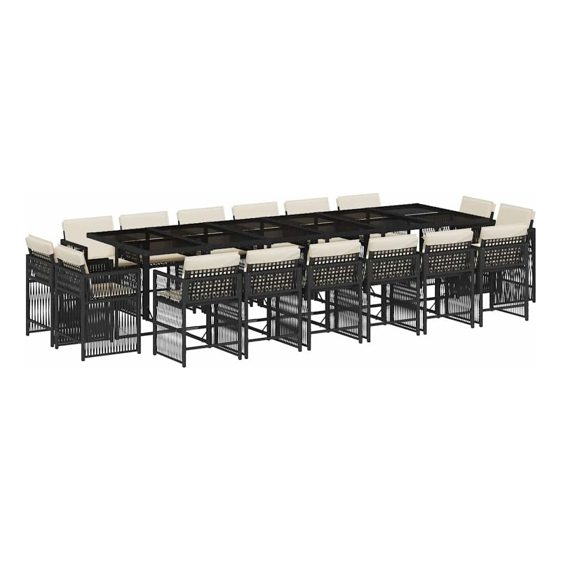 vidaXL Garden Dining Set Black PE Rattan Large Adjustable Armrests