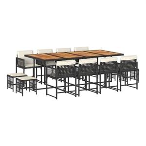 vidaXL Garden Dining Set Black PE rattan 12-seater Foldable