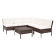 vidaXL 6 Piece Patio Lounge Set with Cushions Poly Rattan Brown