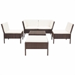 vidaXL 6 Piece Patio Lounge Set with Cushions Poly Rattan Brown