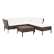 vidaXL 6 Piece Patio Lounge Set with Cushions Poly Rattan Brown