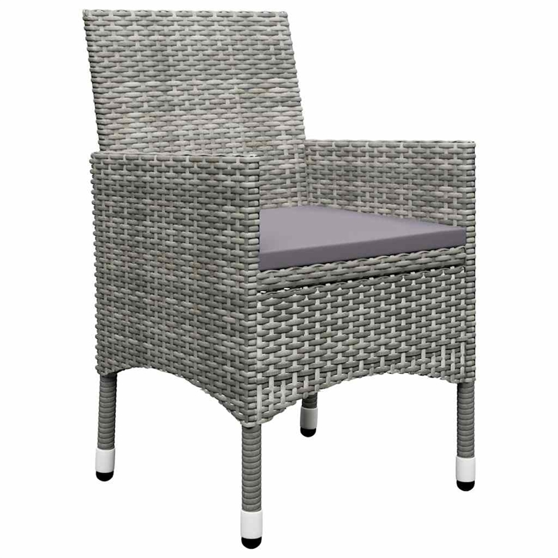 vidaXL 3 Piece Patio Bistro Set Poly Rattan and Tempered Glass Gray